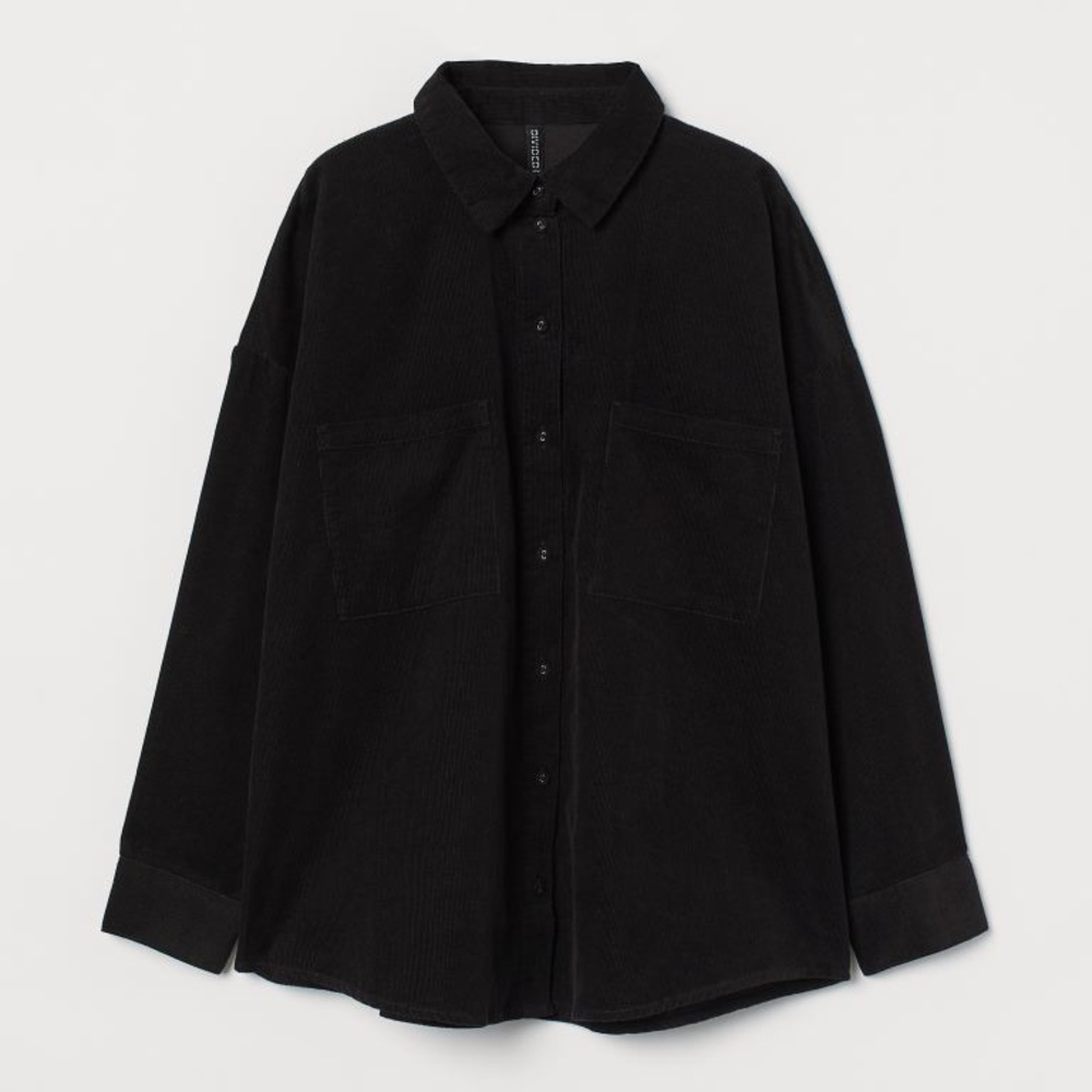 H&M oversized corduroy shirt in black